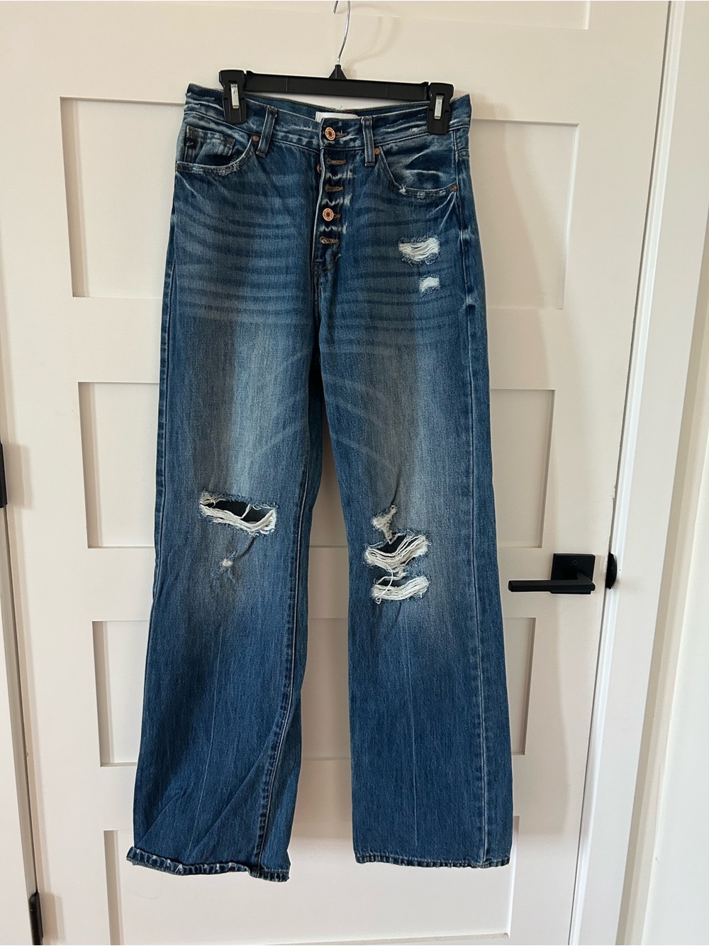 KanCan Distressed Wide Leg Jeans in Blue